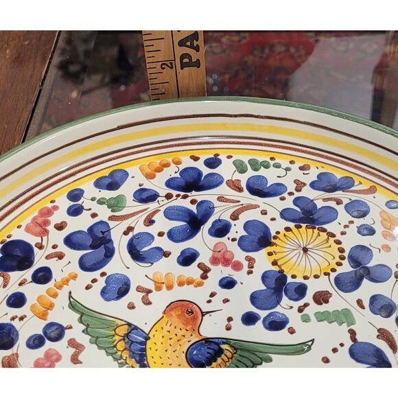 Sberna Deruta Italy Handpainted Arabesco Bird Serving Tray - Picture 3 of 7